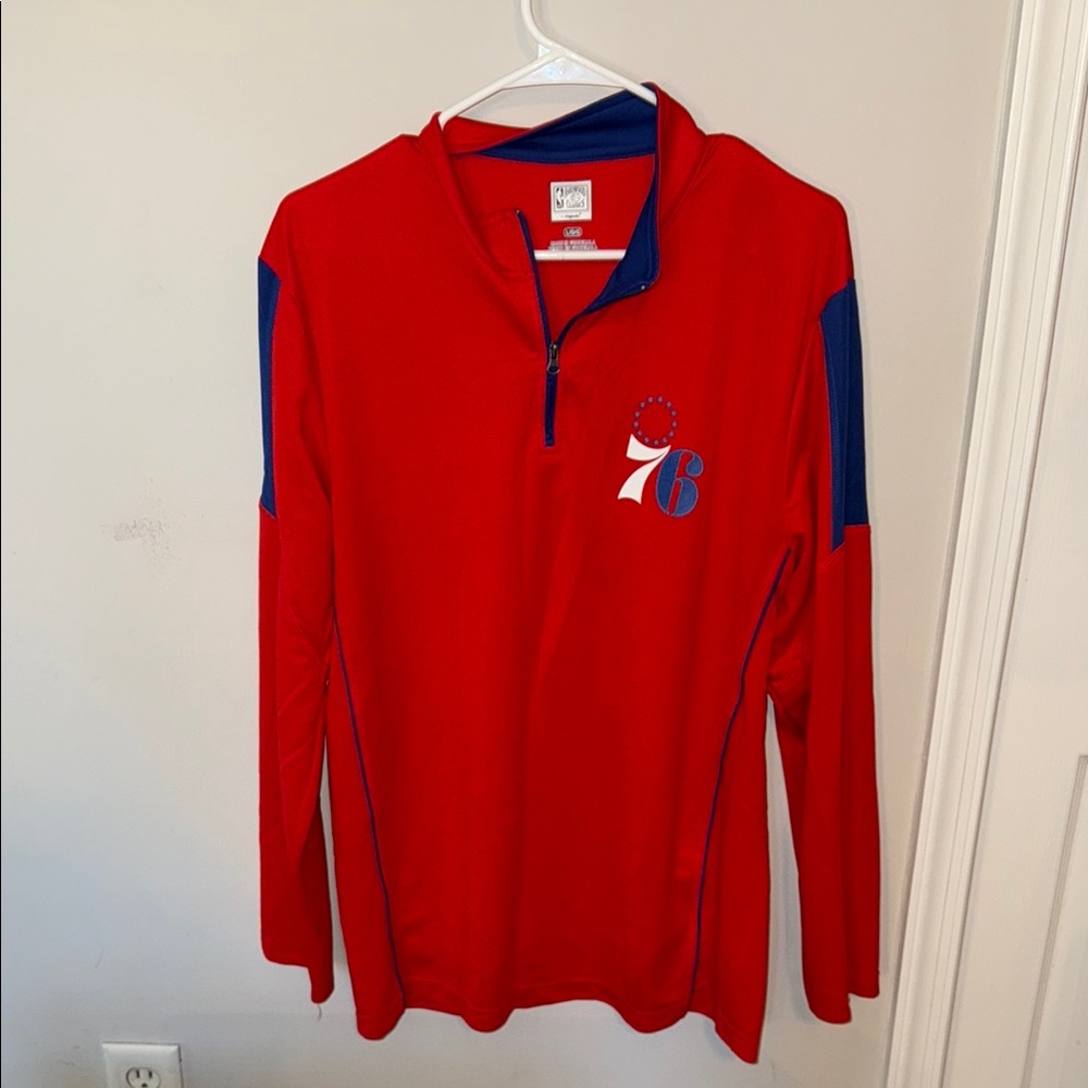 Red and Blue 76ers Quarter-Zip Pullover